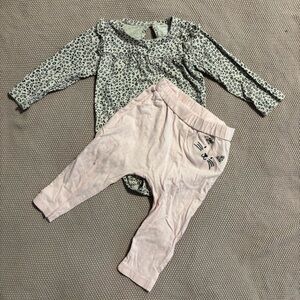 Carter's Gray and Pink Leopard Print One Piece Set